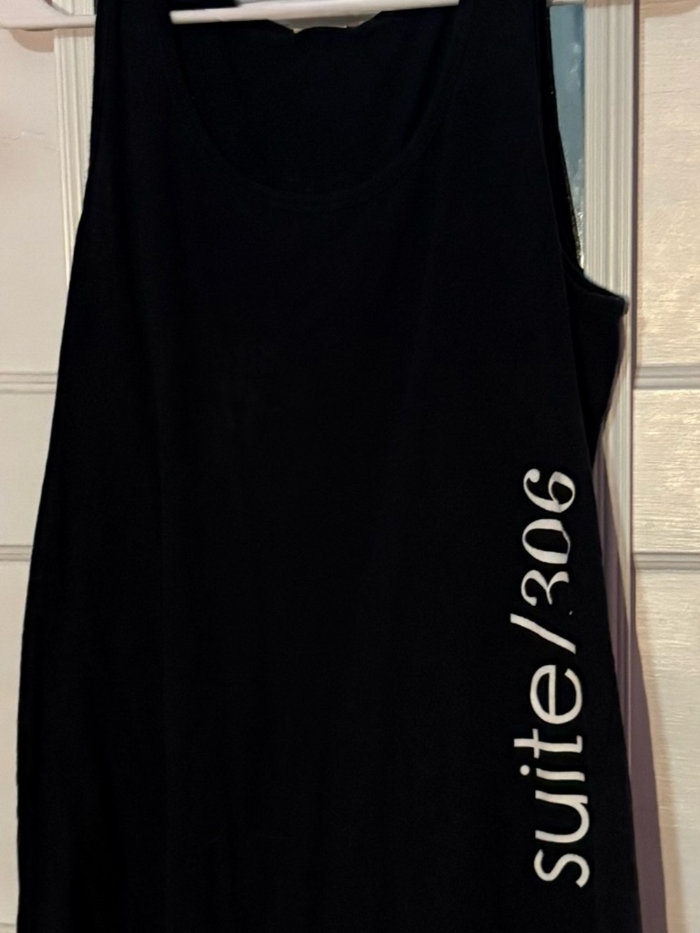 Port and Company Black Tank Top with White Side Script